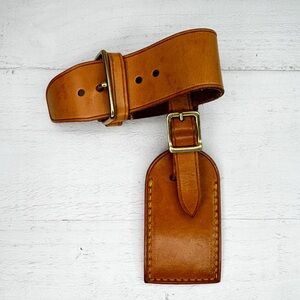 Louis Vuitton Vachetta Leather Luggage Tag & Strap Made in France